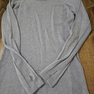 Lululemon Sit In Lotus Heathered Lilac Crew Neck Merino Wool Sweater Knit Size 4